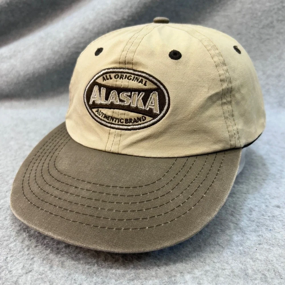 Alaska Authentic Brand Mens Tan Alaskan Brewing Co Baseball Hat Adjustable OSFM